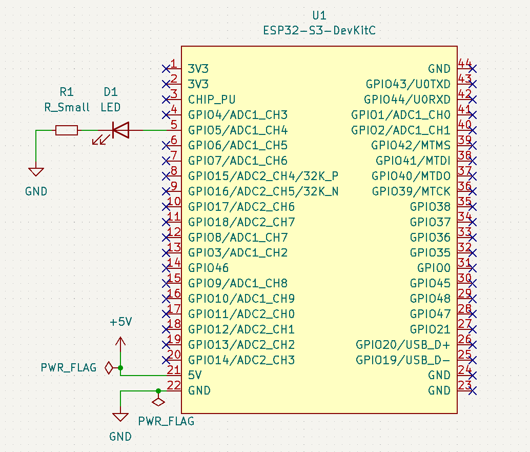 Blinky ESP32-S3 with Micropython schematic