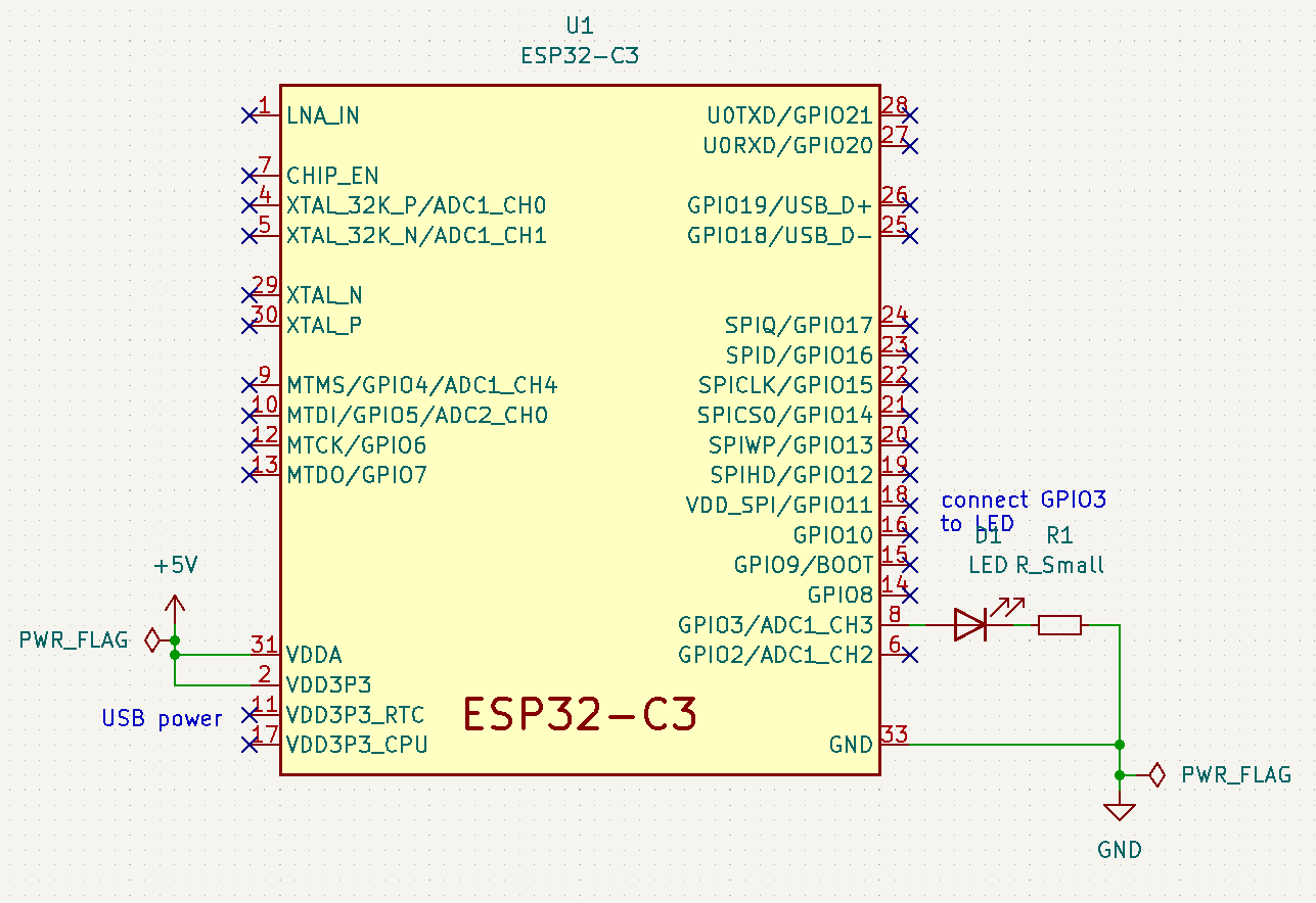 Blinky with Rust on ESP32-C3 schematic