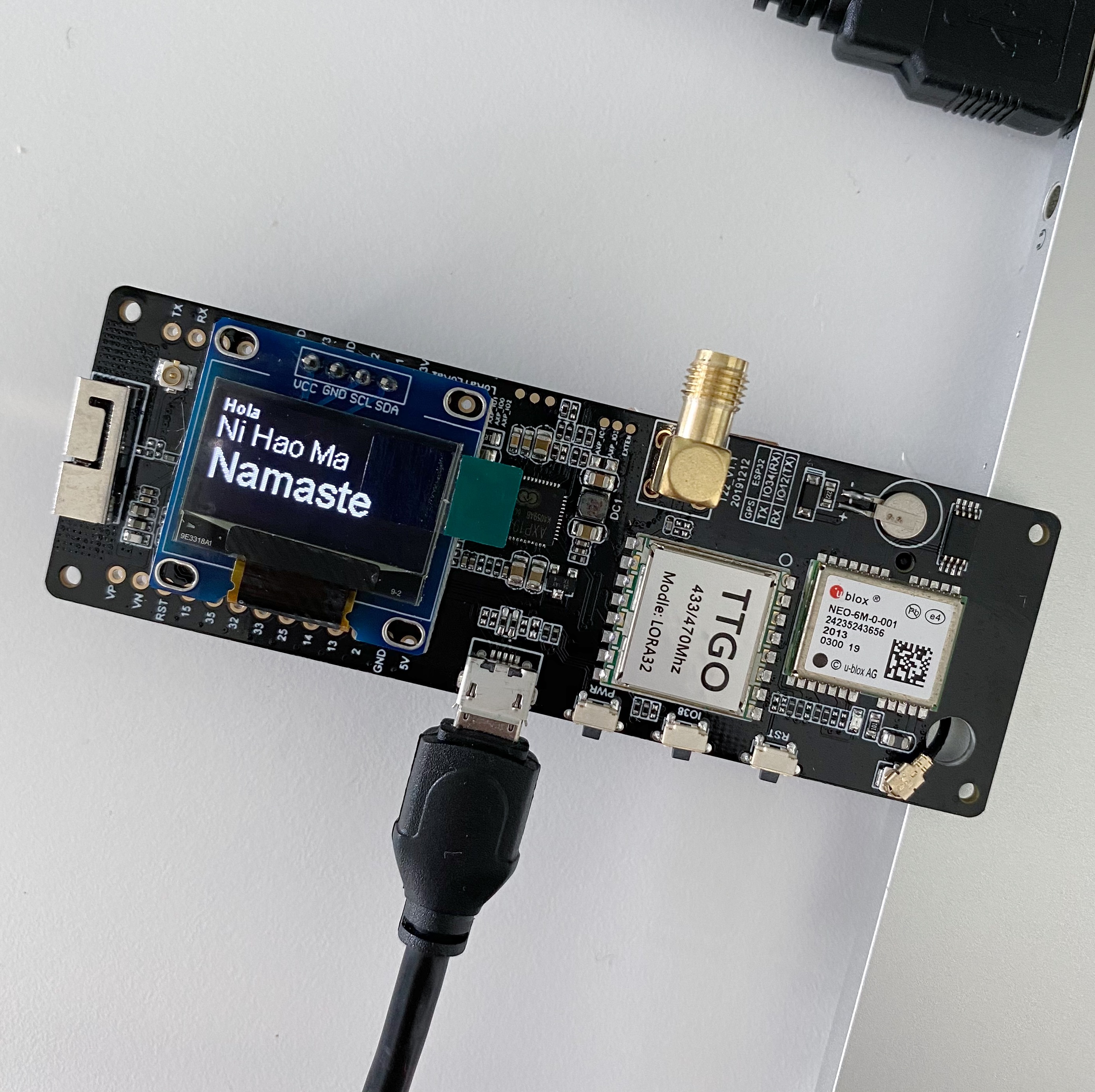 Display OLED SSD1306 with LilyGO T-Beam prototype