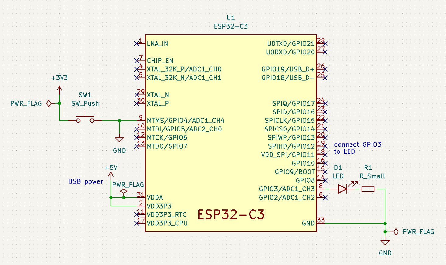 External wakeup with Arduino on ESP32-C3 schematic