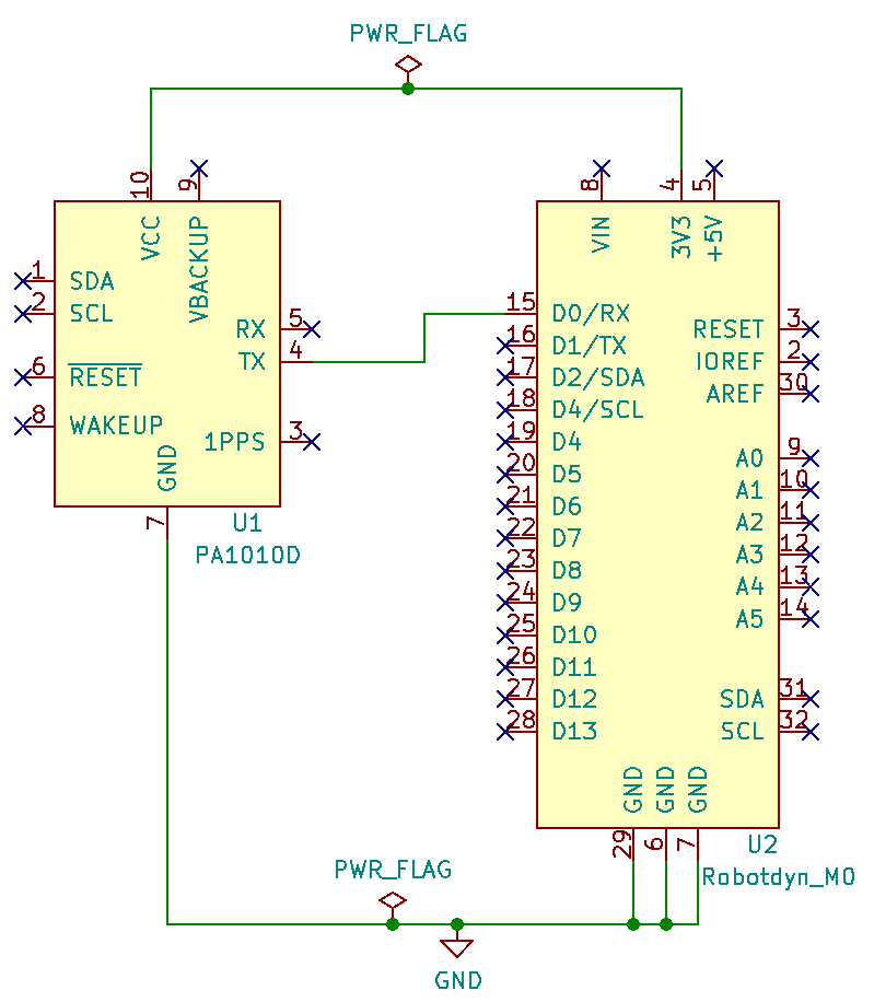 GPS PA1010D with M0 UART schematic