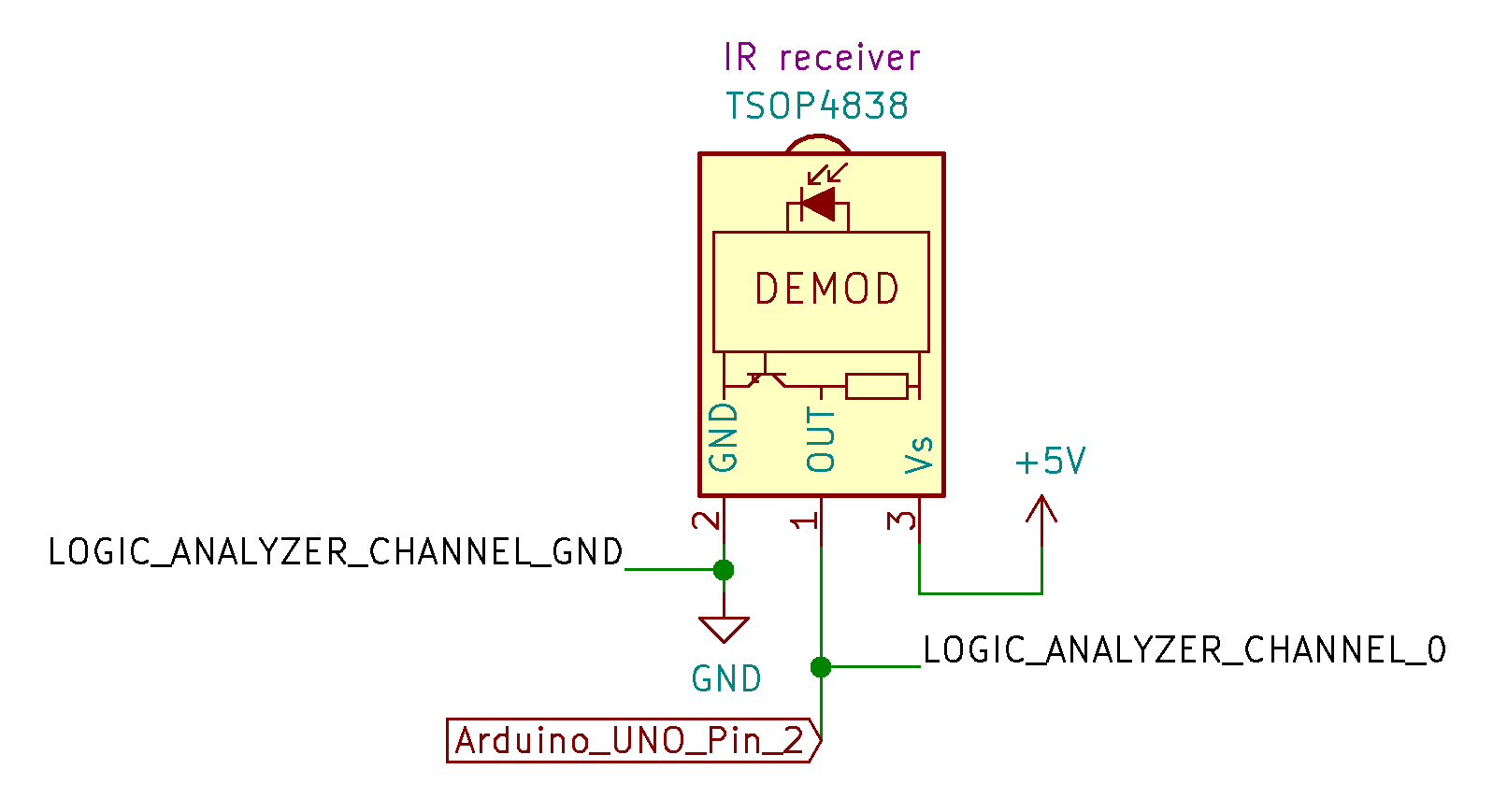 IR Receive raw codes schematic
