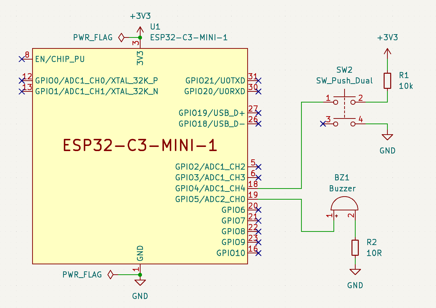 Press the buzzer with Arduino on ESP32-C3 schematic