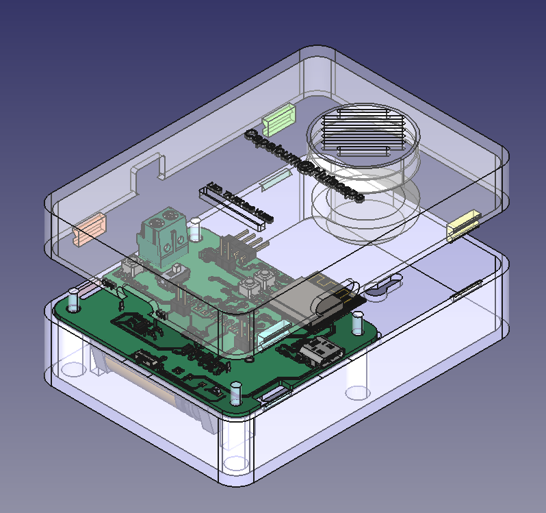 Electronics enclosure with PCB and components