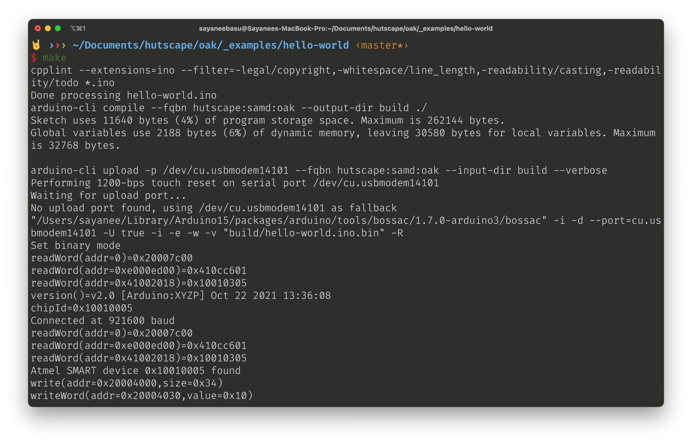 Use Makefile to upload the blinky firmware