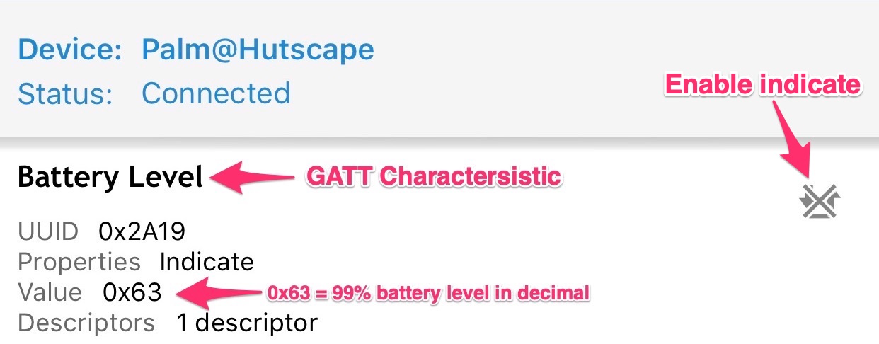iOS GATT Characteristics Battery level